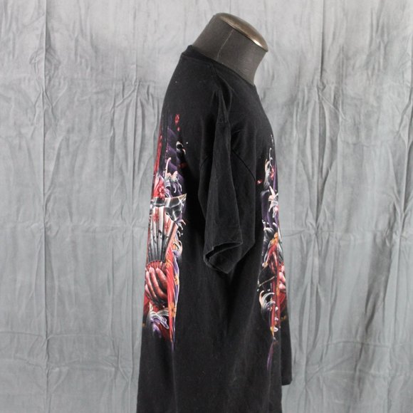 Retro Graphic T-shirt - Tengu Mask Warrior with Fan Big Graphic - Men's XL - Picture 8 of 9